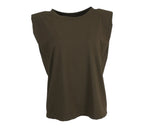 Camiseta mujer hombreras color marrón