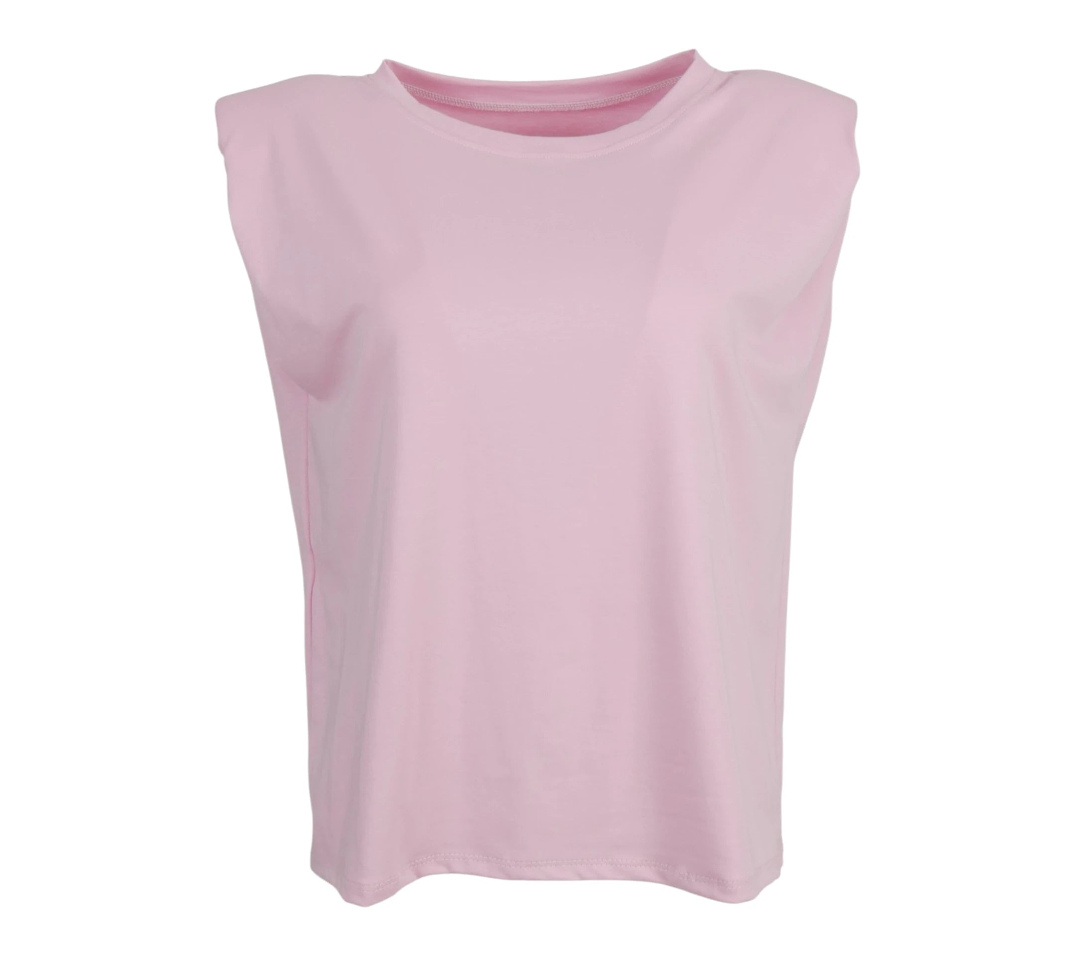 Camiseta mujer hombreras color rosa