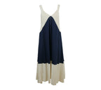 Vestido Mallorca contraste azul marino y beige