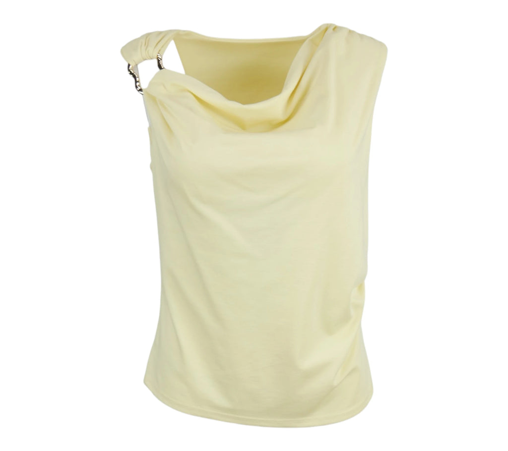 Top Aro mujer amarillo con detalle metálico en hombro