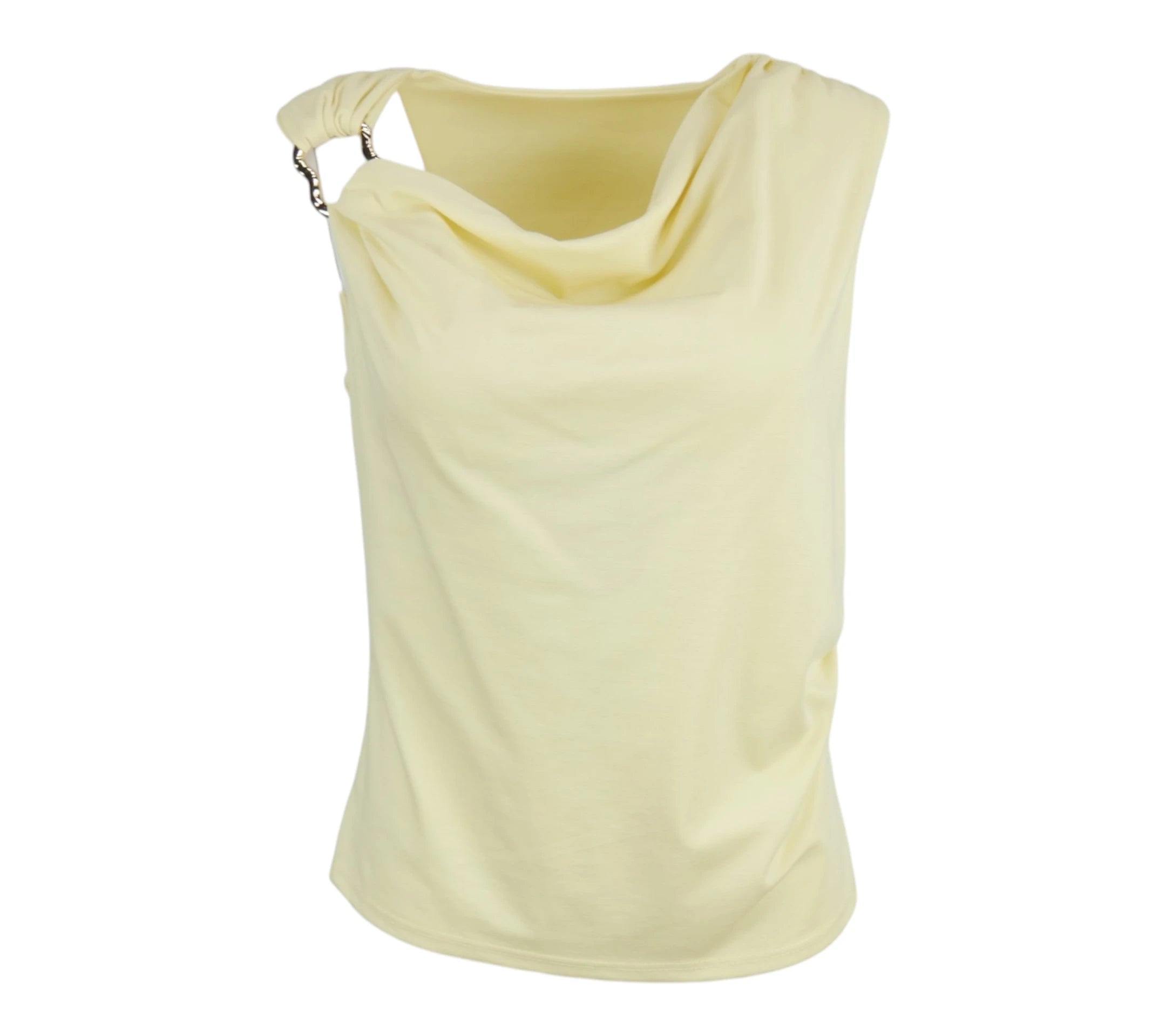 Top Aro mujer amarillo con detalle metálico en hombro