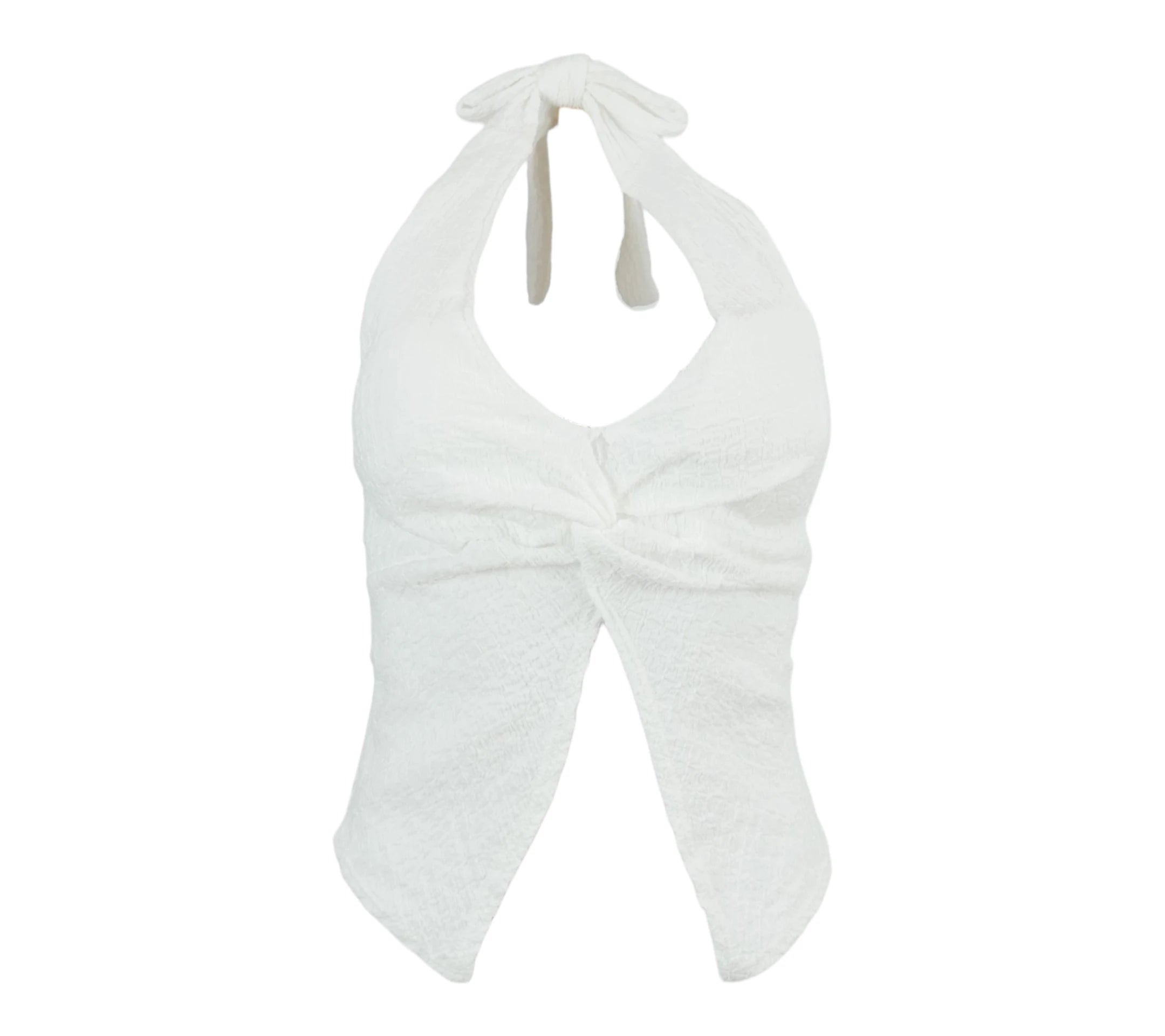 top halter blanco nudo frontal mujer