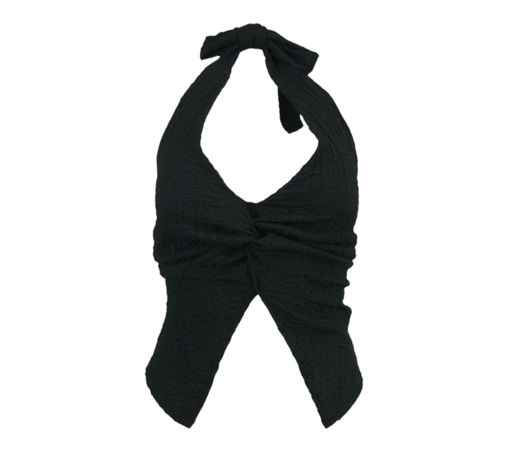 top halter negro nudo frontal mujer