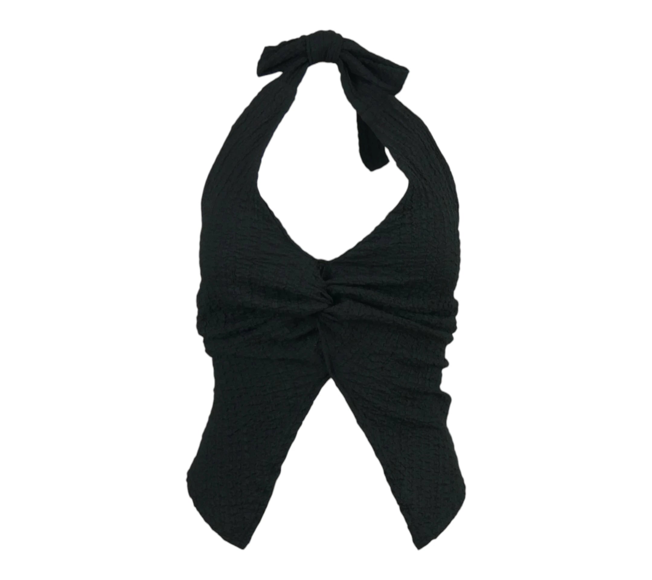 top halter negro nudo frontal mujer