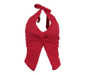 top halter rojo nudo frontal mujer