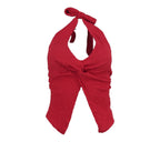 top halter rojo nudo frontal mujer