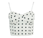 Top de tirantes tipo corset blanco con lunares negros