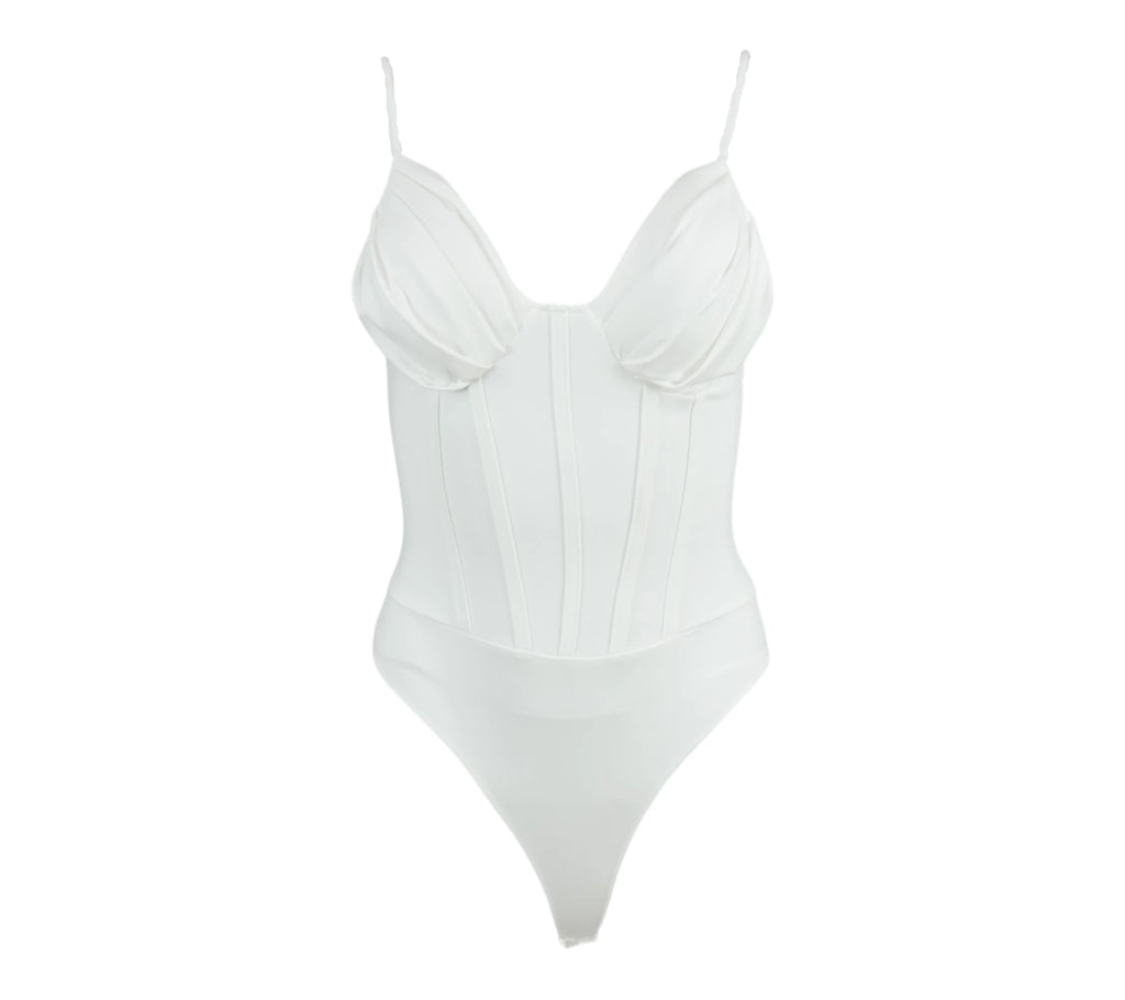 Body efecto corset blanco con copas estructuradas y tirantes finos