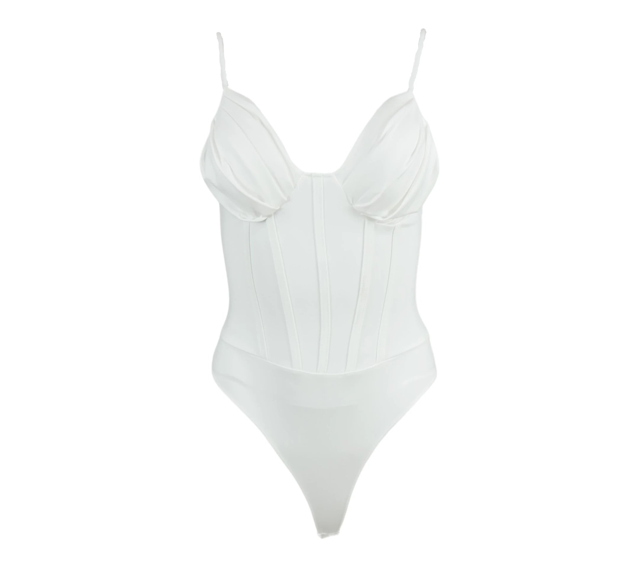 Body efecto corset blanco con copas estructuradas y tirantes finos