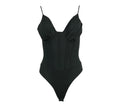 Body efecto corset negro ajustado con diseño estructurado y elegante