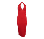 Vestido halter ajustado rojo intenso mujer