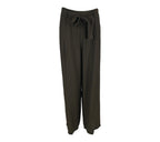 Pantalón fluido mujer marrón con cintura lazada