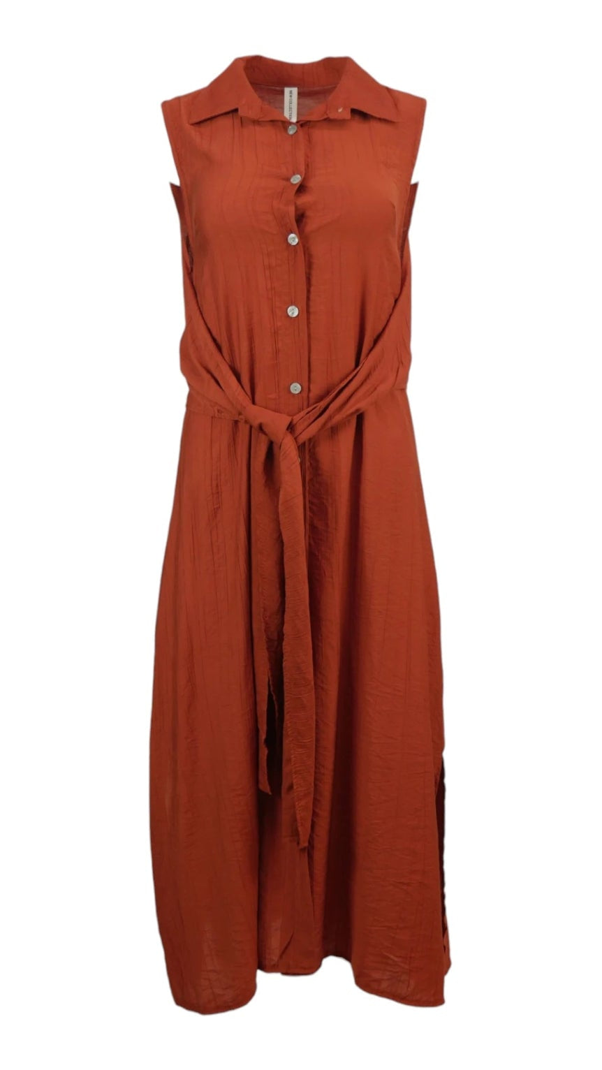 Vestido lazo mujer caldera con lazo en cintura y diseño camisero