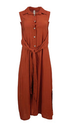 Vestido lazo mujer caldera con lazo en cintura y diseño camisero