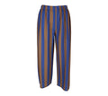 Pantalón Mariola de rayas verticales azul y marrón con corte amplio
