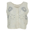 Chaleco Crochet color Blanco y Azul