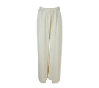 pantalón fluido beige mujer de tiro cómodo y pierna ancha