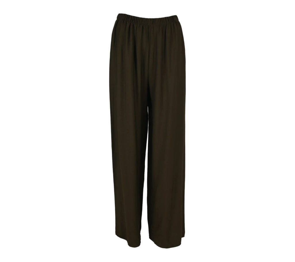 pantalón fluido marrón mujer de tiro elástico y caída amplia