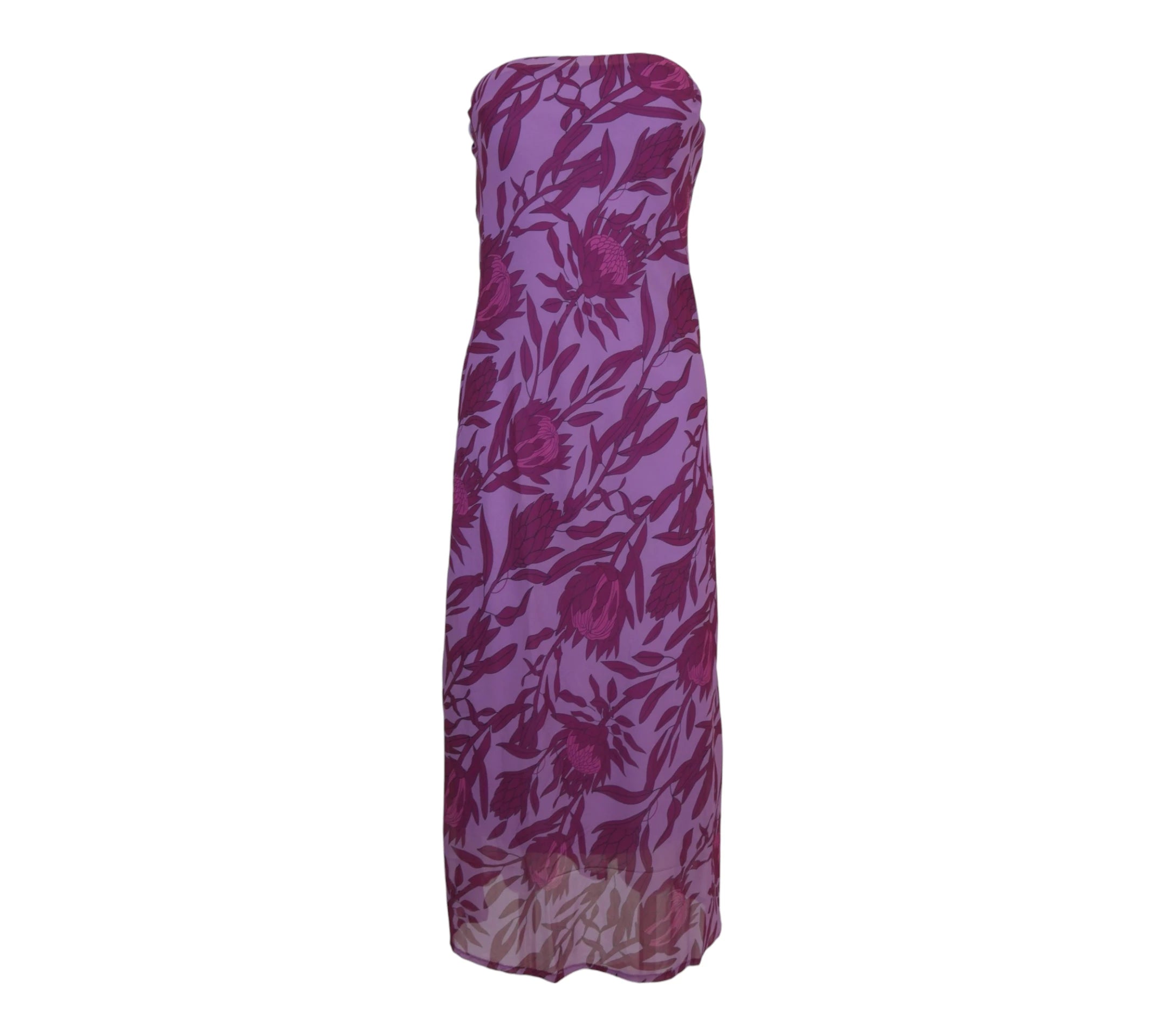 Vestido largo estampado floral rosa lila mujer