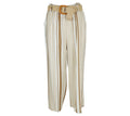 Pantalón Canela color beige y camel con cinturón de rafia