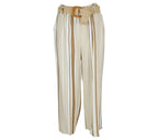 Pantalón Canela color beige y camel con cinturón de rafia