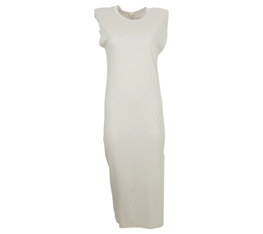 Vestido Hombreras color beig
