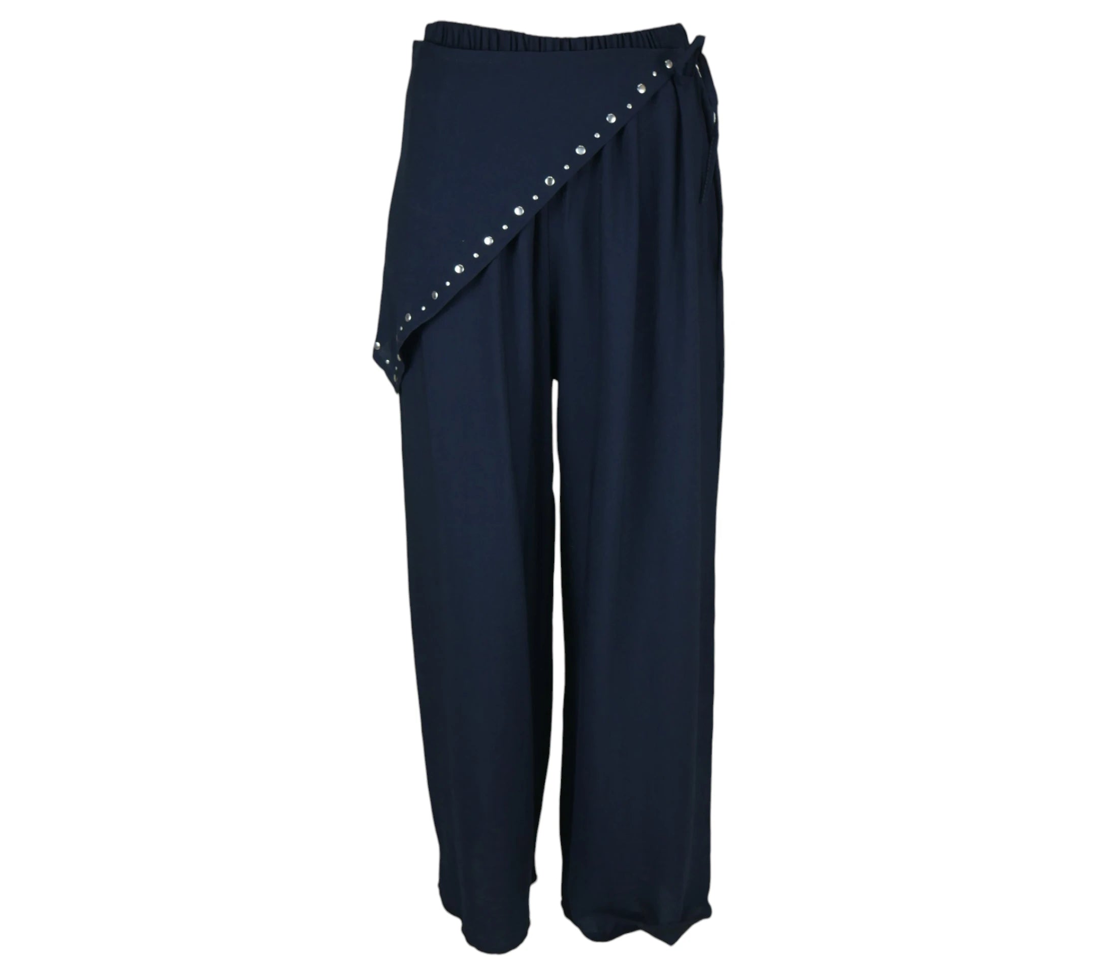 Pantalón Palazzo Pareo con Tachuelas color azul marino