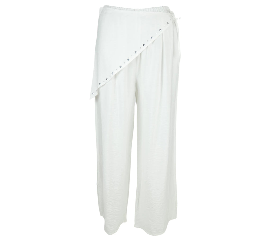 Pantalón Palazzo Pareo con Tachuelas color blanco