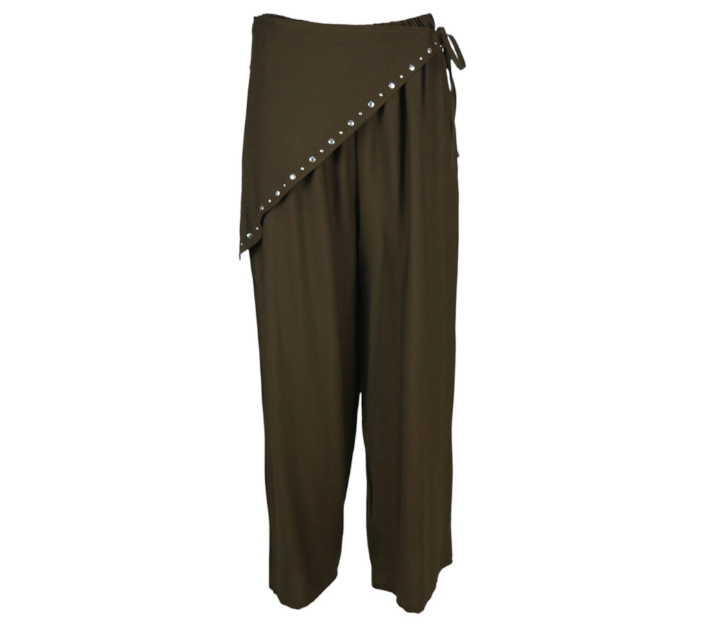 Pantalón Palazzo Pareo con Tachuelas color marrón.