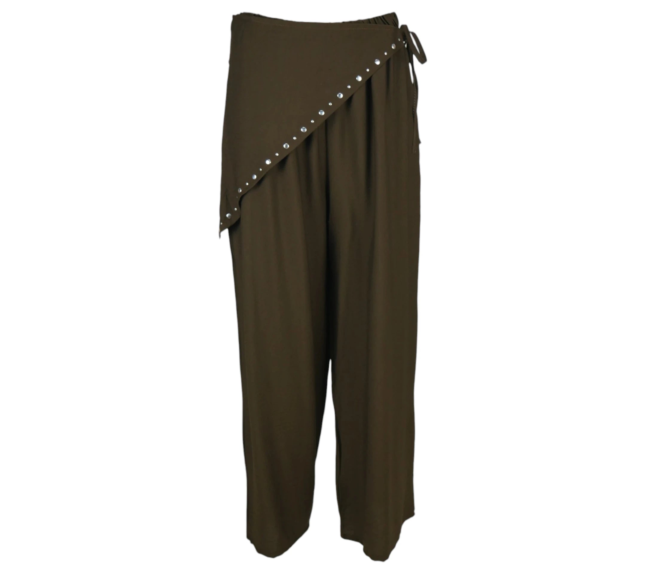 Pantalón Palazzo Pareo con Tachuelas color marrón.