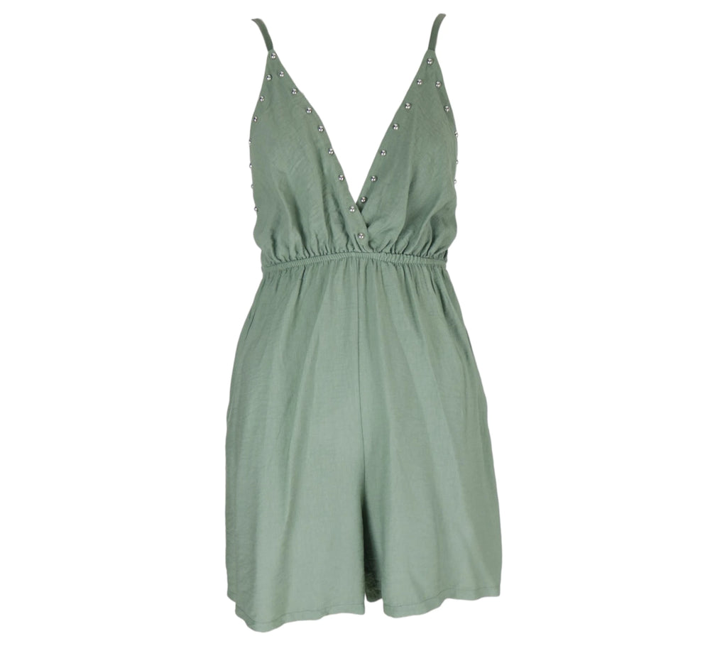 Mono Corto Boho con Tachuelas color caqui