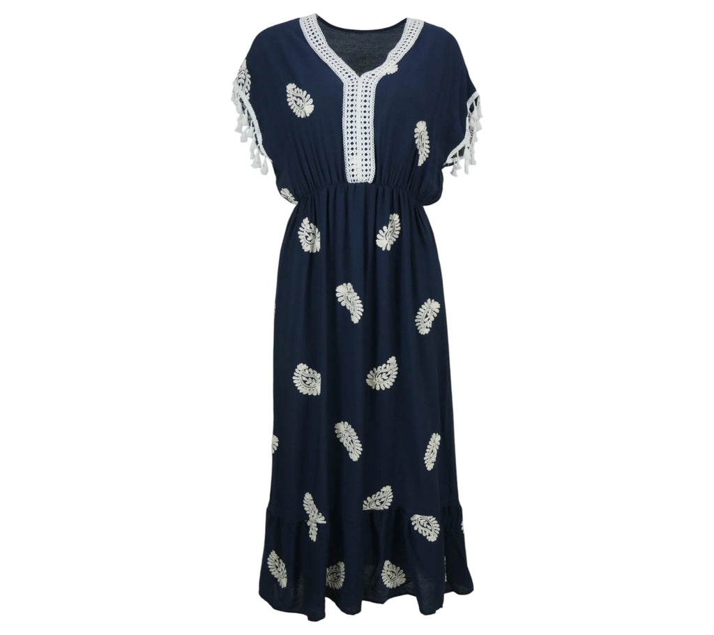 Vestido Boho color azul marino
