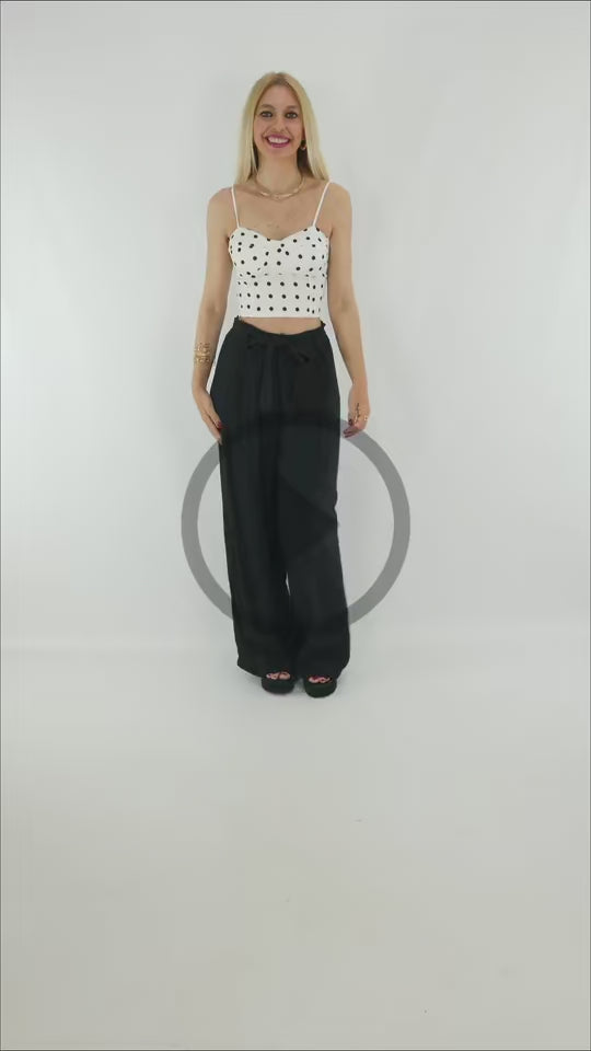Video del Look de Pantalón Lazada combinado con top de lunares