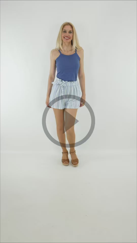 Video del Look Camiseta Básica con Short Rayas Azul Cielo